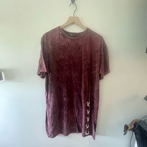Like New Missguided Maroon Acid Washed Tshirt Dress